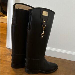 Black Riding Boots with Gold Accent